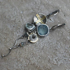 Antique" earrings with blue stones and a cross