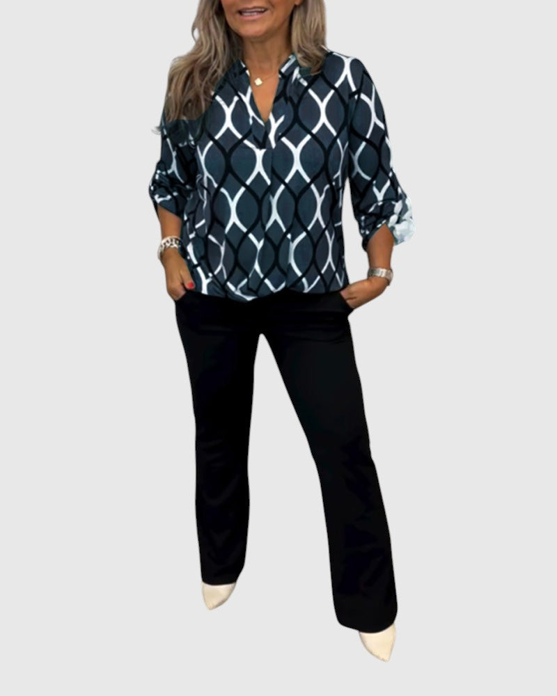 Noor – Grafisk mønstret bluse