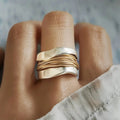 Silver Golden Threads Ring