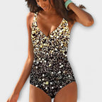 Ensfarvet monokini badedragt