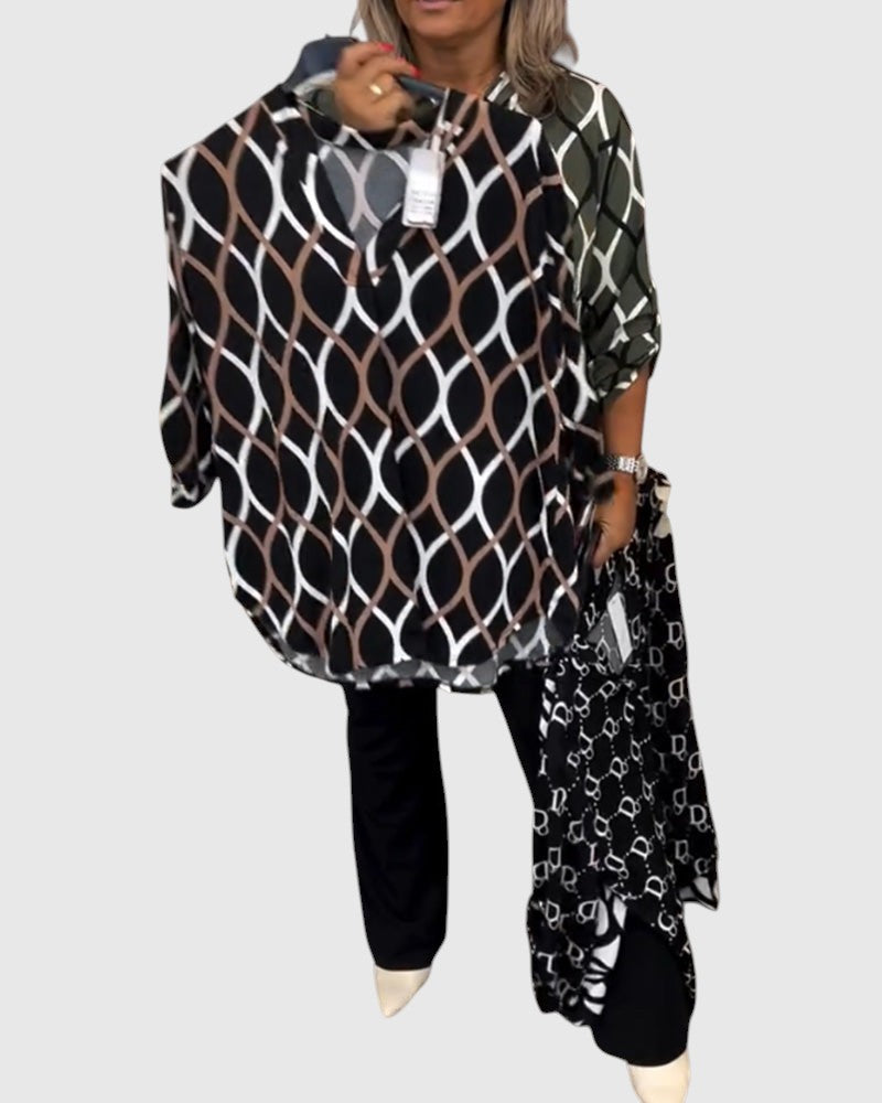 Noor – Grafisk mønstret bluse