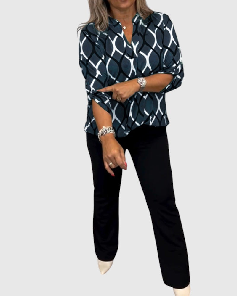 Noor – Grafisk mønstret bluse