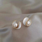 Luxury white opal earrings with pearls in gold