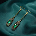 Green Lantern Pendant Earrings in Gold