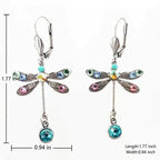 Elegant earrings in the shape of a carved dragonfly