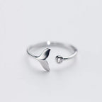 Dolphin Tail Ring made of 925 Sterling Silver with Adjustable Zirconia