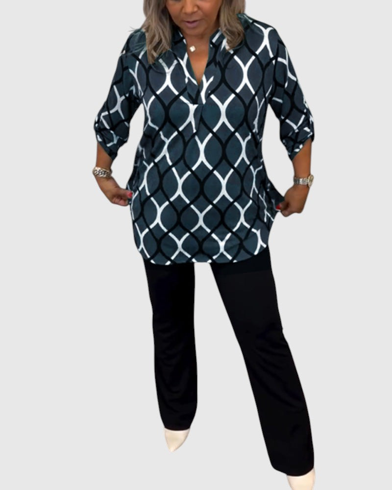 Noor – Grafisk mønstret bluse