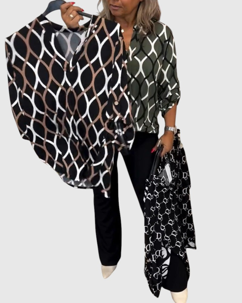 Noor – Grafisk mønstret bluse