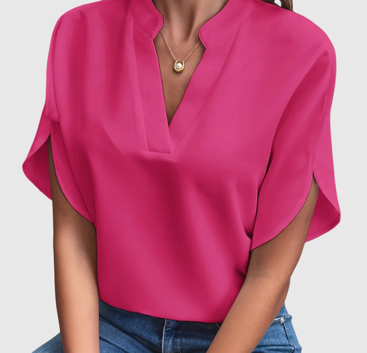 Dame kortærmet bluse komfortabel polyester sommer top