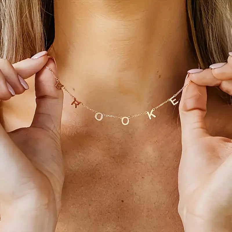Golden Custom Initial Necklace