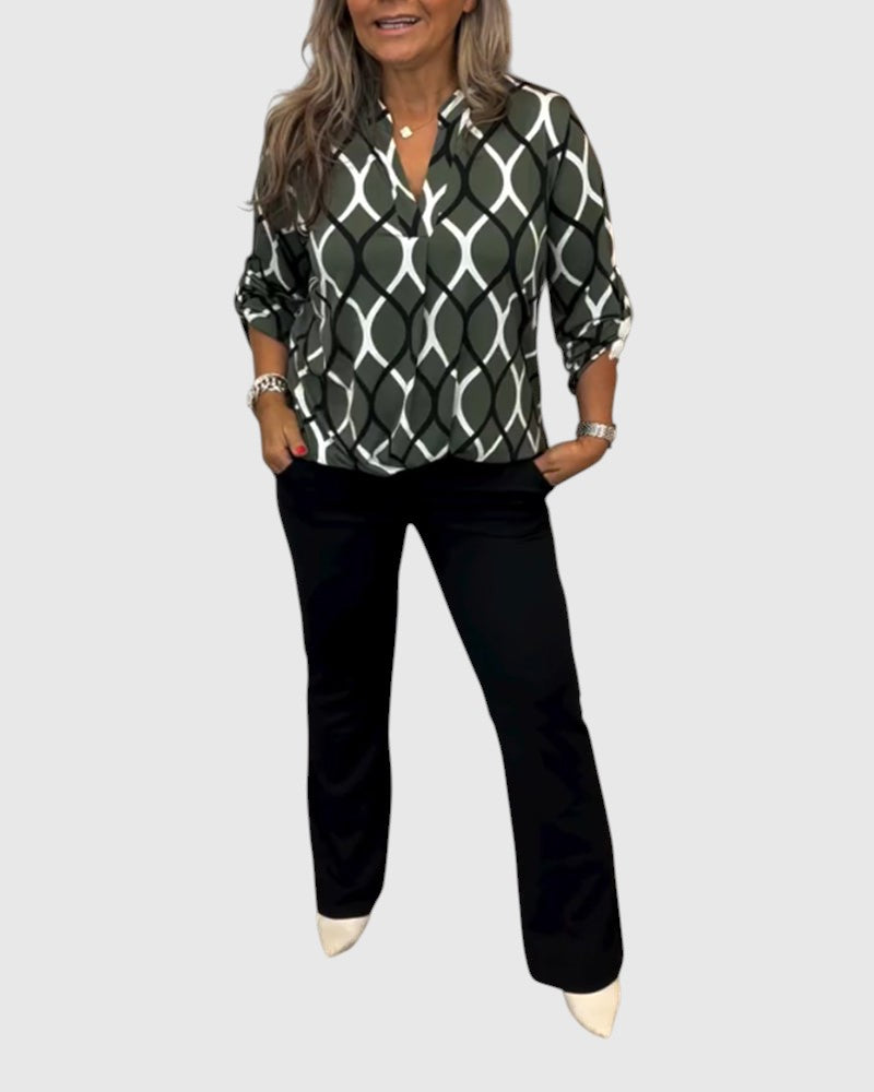 Noor – Grafisk mønstret bluse