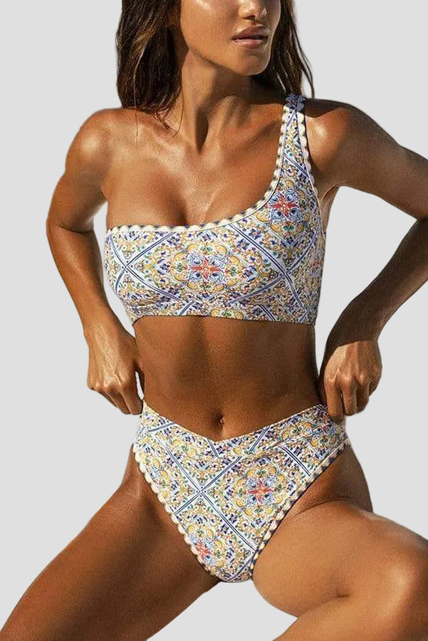 Kalliope - Bikini med én skulderstrop og print