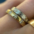 Double Crystal Ring in Gold and Vintage Silver