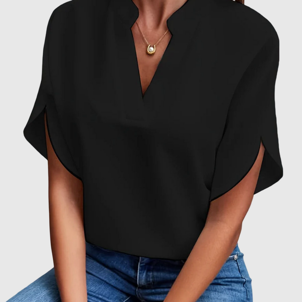Dame kortærmet bluse komfortabel polyester sommer top