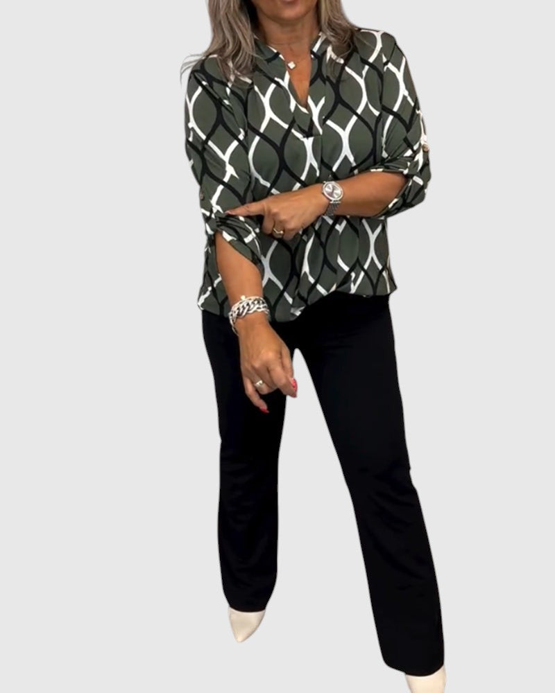 Noor – Grafisk mønstret bluse