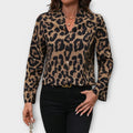 Leopardmønstret løs bluse