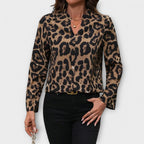 Leopardmønstret løs bluse