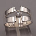 Forged Ring with Zirconia in Silver