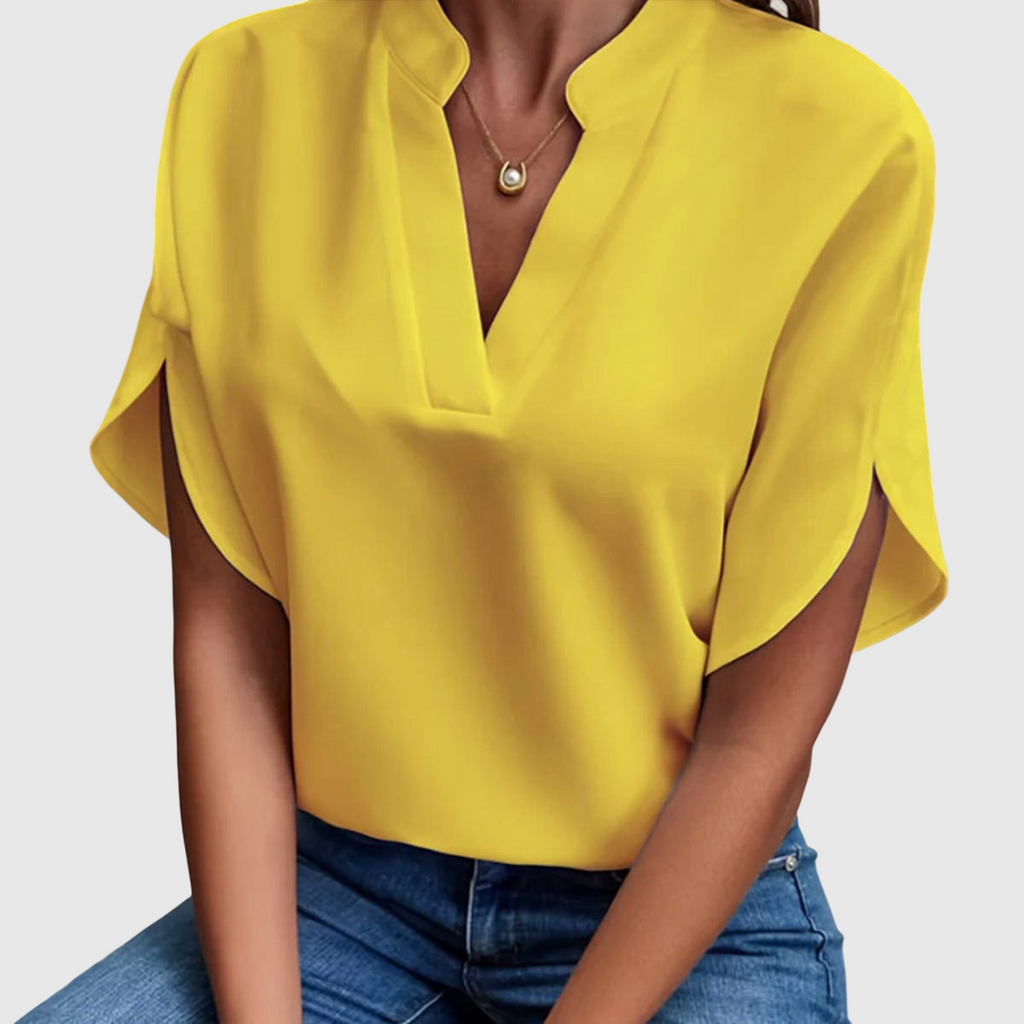 Dame kortærmet bluse komfortabel polyester sommer top