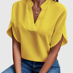 Dame kortærmet bluse komfortabel polyester sommer top
