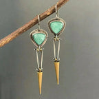 Ethnic Boho Earrings Made of Green Resin Stone