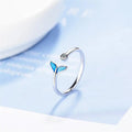 Silver ring with whale tail and zirconia