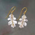 Boho Earrings in Gold with White Leaves