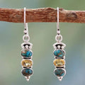 Boho Silver Earrings with Opal