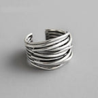 925 Sterling Silver Adjustable Layered Ring