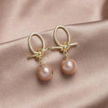 Gold Pearl Loop Earrings