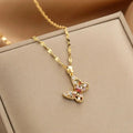 Crystal Butterfly Necklace in Gold