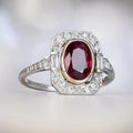 Vintage Red Zirconia Silver Ring
