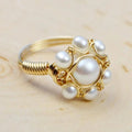 Vintage Inlaid Bead Golden Ring