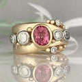 Golden Vintage Ring with Red Zircon