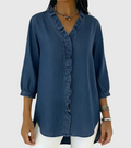 Lucía | Løs denim bluse med V-hals
