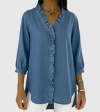 Lucía | Løs denim bluse med V-hals