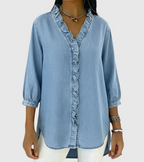 Lucía | Løs denim bluse med V-hals