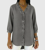 Lucía | Løs denim bluse med V-hals