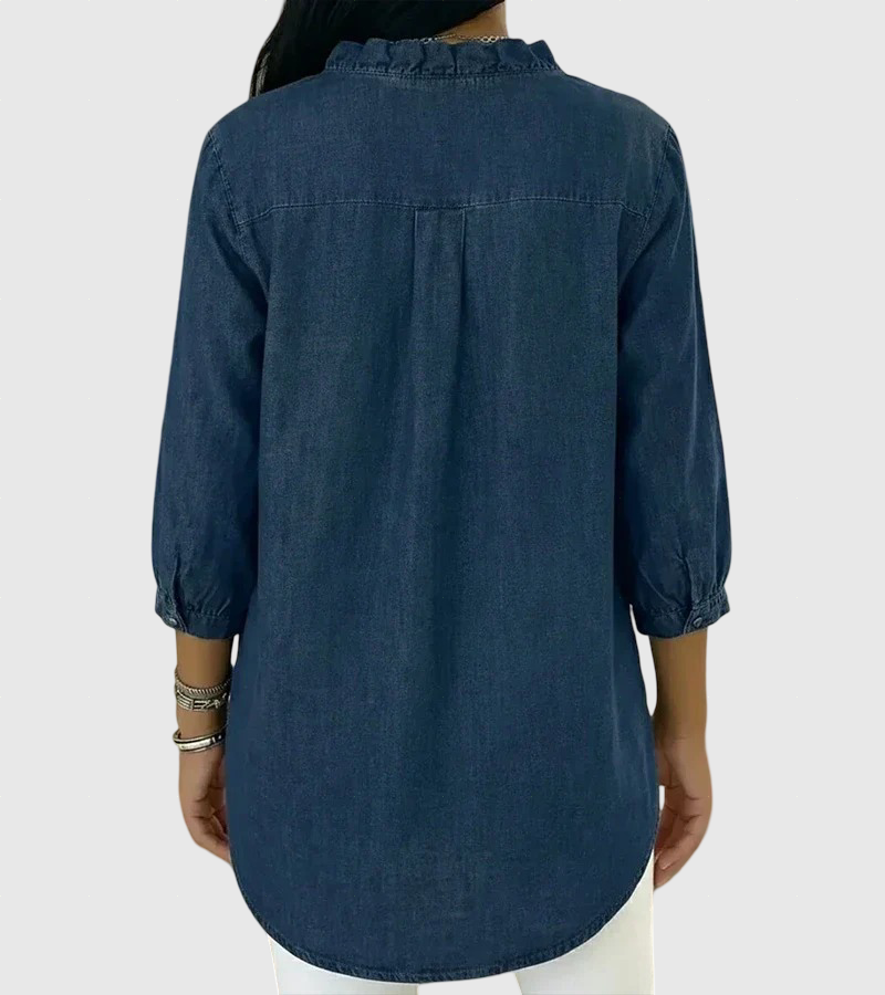 Lucía | Løs denim bluse med V-hals