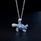 Blue Opal Sea Turtle Necklace