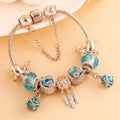 Bracelet made of rose silver and blue zirconias