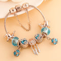 Bracelet made of rose silver and blue zirconias