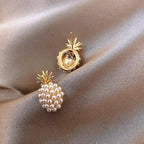 Tropical Pineapple and Pearl-Embellished Earrings