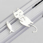 Silver Climbing Kitten Earring