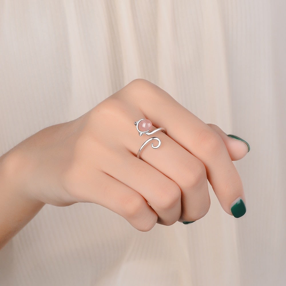 Rose Catkin Ring made of 925 Sterling Silver and Agate