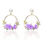 Gold Flower and Pearl Earrings