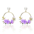 Gold Flower and Pearl Earrings