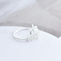 Adjustable ring made of 925 sterling silver with hand-painted enamel wildflower design