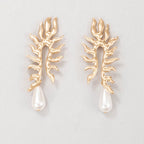 Coral earrings with freshwater pearl