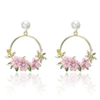 Gold Flower and Pearl Earrings